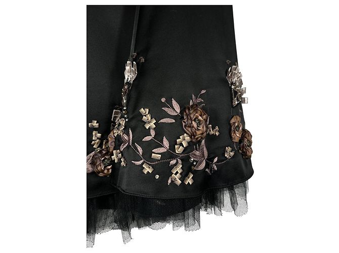 Falda circular de seda bordada Karen Millen Negra Negro - vista 2