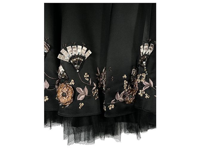 Falda circular de seda bordada Karen Millen Negra Negro - vista 3