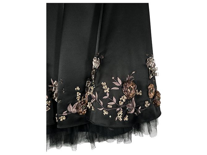 Falda circular de seda bordada Karen Millen Negra Negro - vista 4