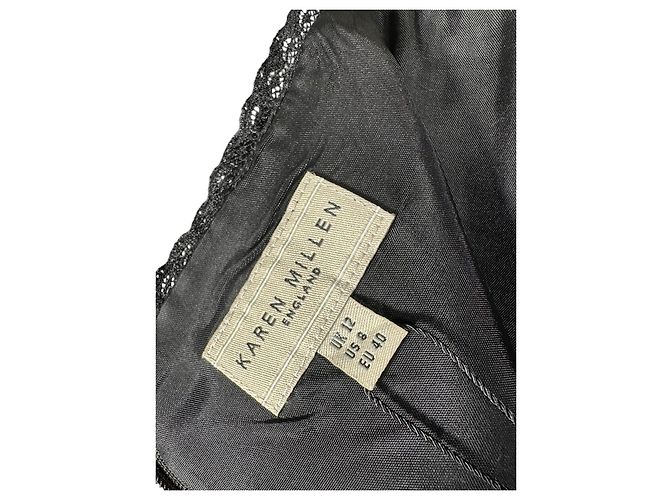 Falda circular de seda bordada Karen Millen Negra Negro - vista 8