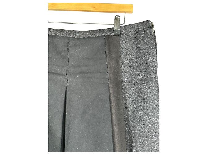 Falda mini plisada de lana virgen PRADA gris - vista 2