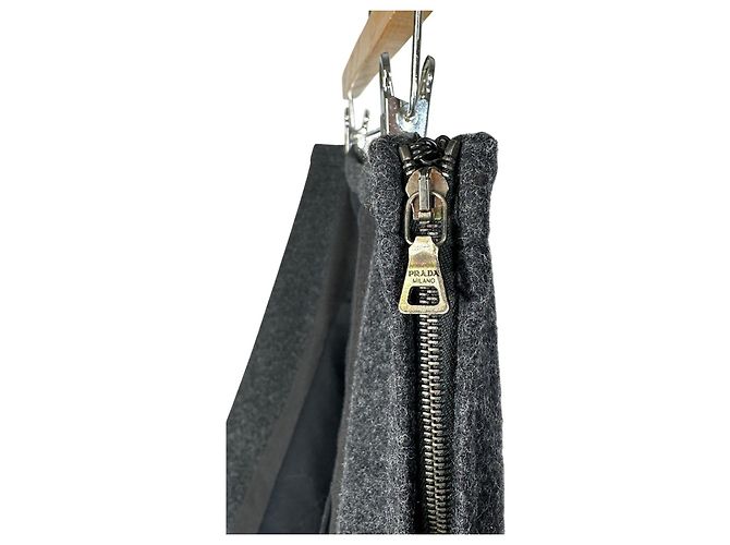 Falda mini plisada de lana virgen PRADA gris - vista 3