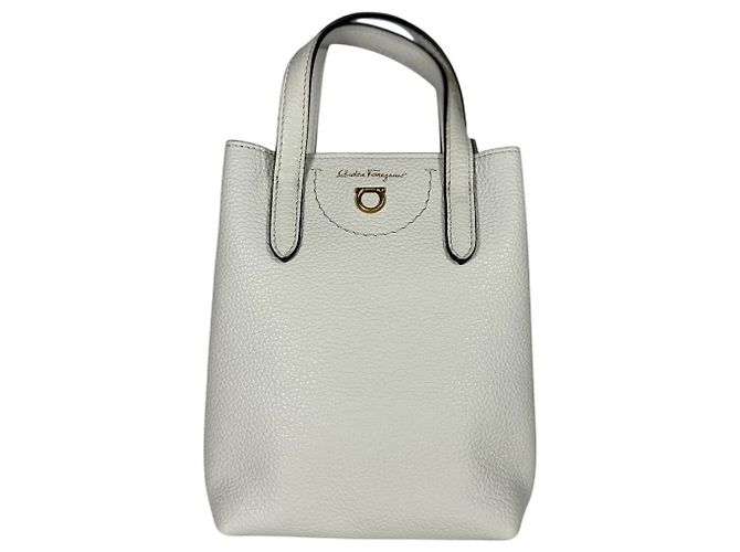 Borsa a tracolla mini in pelle Gancini bianca di Salvatore Ferragamo Bianco - vista 2