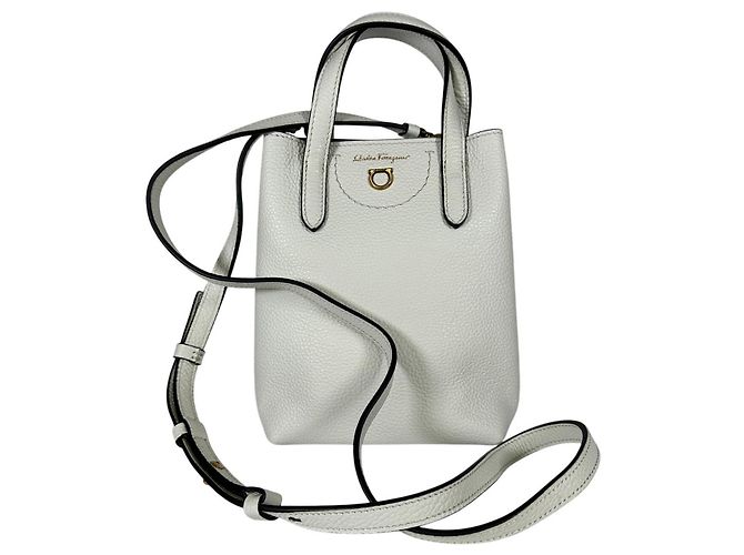Borsa a tracolla mini in pelle Gancini bianca di Salvatore Ferragamo Bianco - vista 3