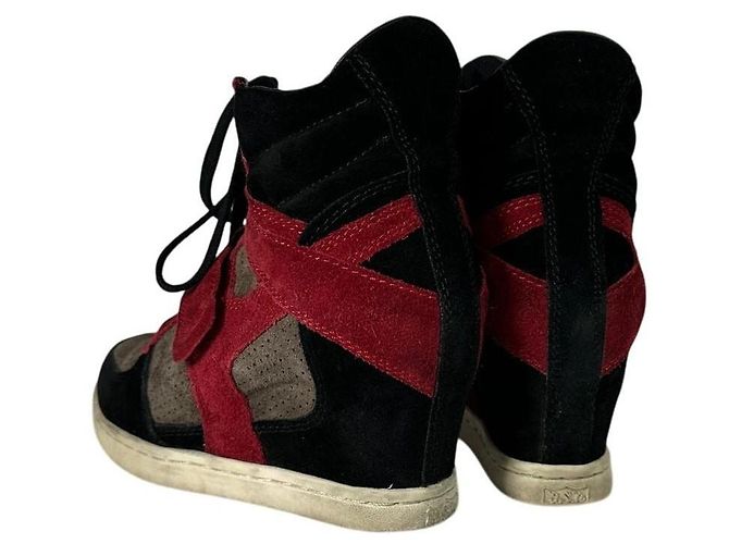 Baskets à talon caché en pierre rouge ASH Bowie Noir Rose Gris - vue 3