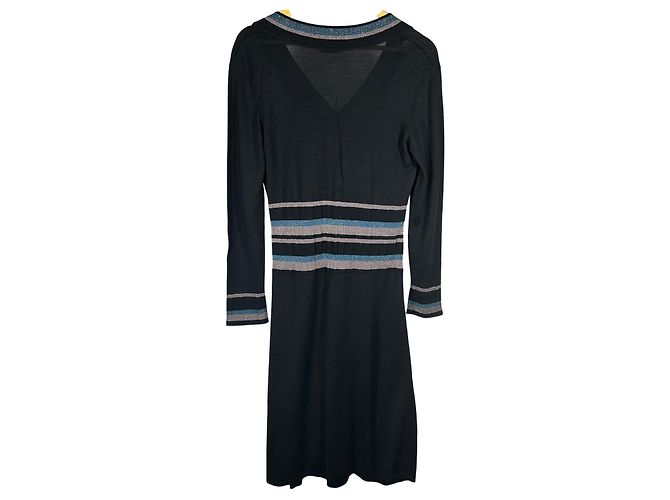 POLLINI V-Ausschnitt Pulloverkleid Schwarz Blau - Ansicht 5