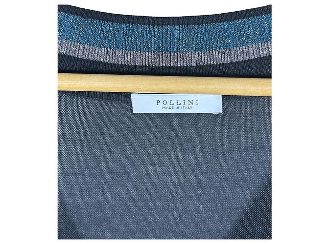 POLLINI V-Ausschnitt Pulloverkleid Schwarz Blau - Ansicht 6
