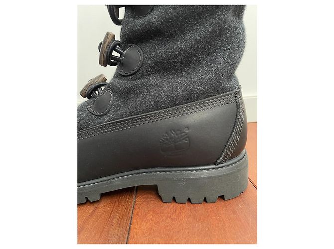 Botas Timberland 6 polegadas em couro preto e lã cinza escuro Cinza antracite - vista 2