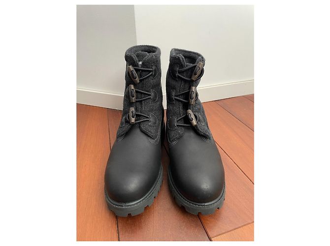Botas Timberland 6 polegadas em couro preto e lã cinza escuro Cinza antracite - vista 5