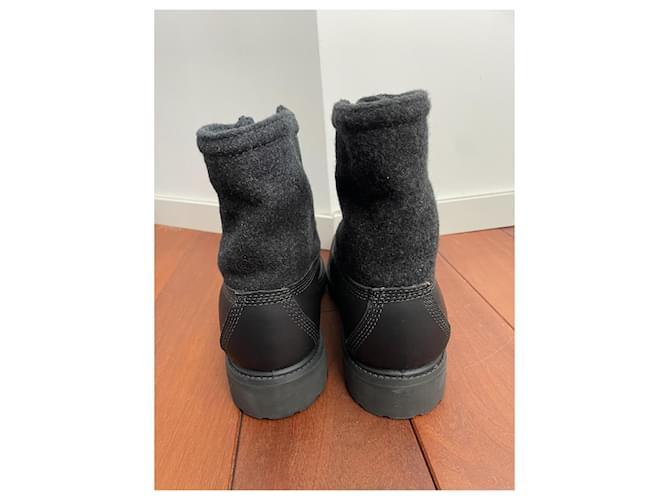 Botas Timberland 6 polegadas em couro preto e lã cinza escuro Cinza antracite - vista 7
