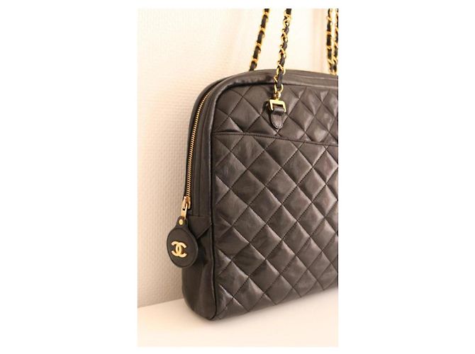 Borsa Chanel Camera in pelle nera Nero - vista 3