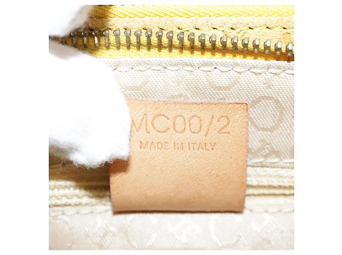 Céline Borsa a spalla in tela Macadam Celine C gialla Auth 103245 Giallo - vista 12