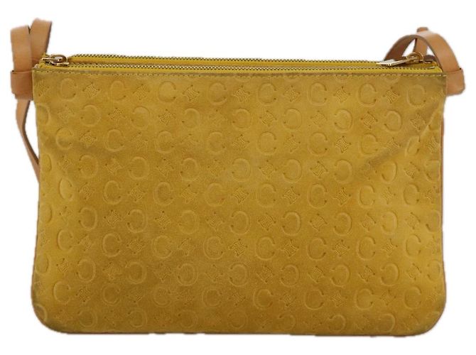 Céline Borsa a spalla in tela Macadam Celine C gialla Auth 103245 Giallo - vista 13