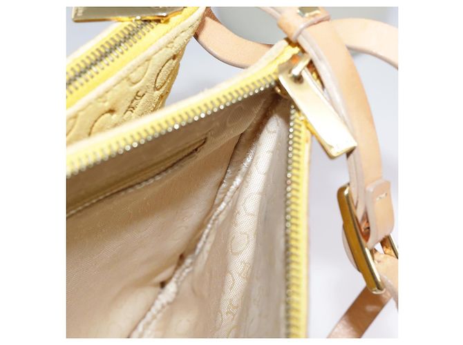 Céline Borsa a spalla in tela Macadam Celine C gialla Auth 103245 Giallo - vista 19