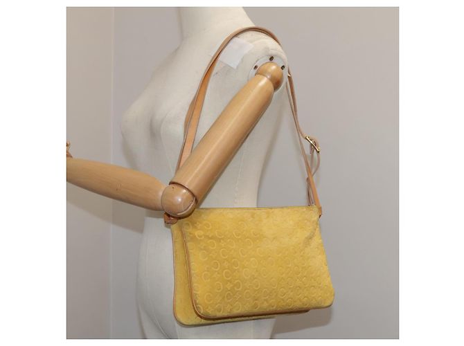 Céline Borsa a spalla in tela Macadam Celine C gialla Auth 103245 Giallo - vista 29