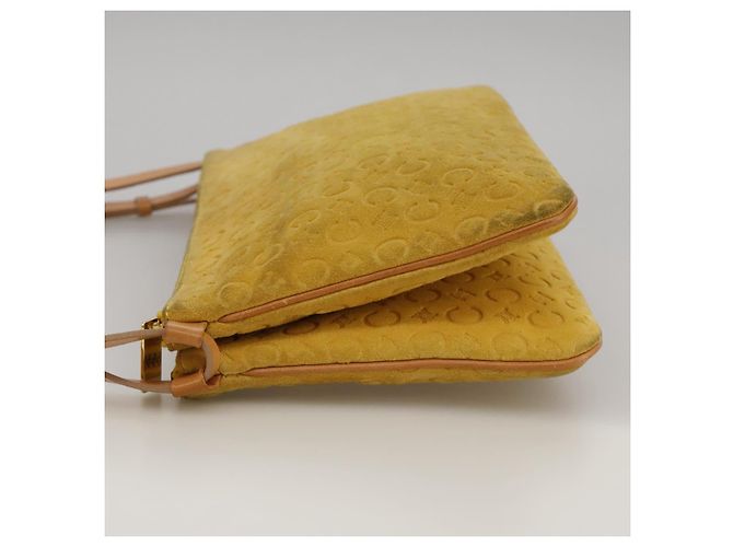 Céline Borsa a spalla in tela Macadam Celine C gialla Auth 103245 Giallo - vista 3