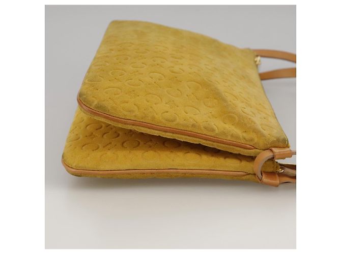 Céline Borsa a spalla in tela Macadam Celine C gialla Auth 103245 Giallo - vista 4