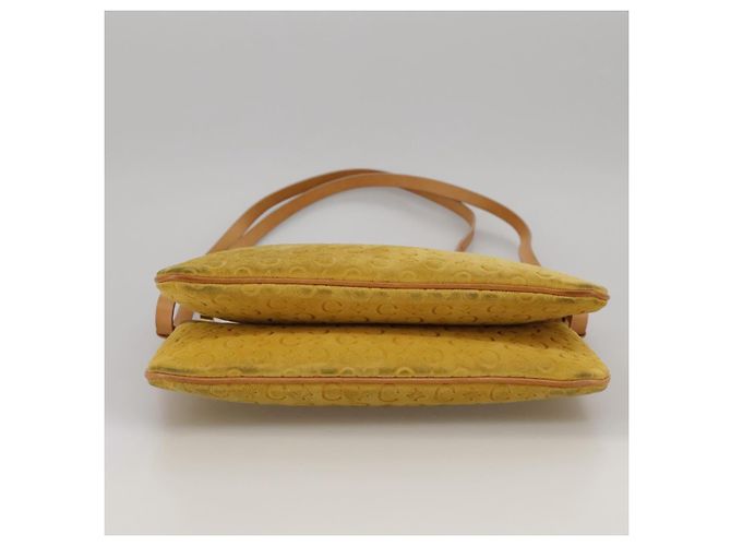 Céline Borsa a spalla in tela Macadam Celine C gialla Auth 103245 Giallo - vista 5