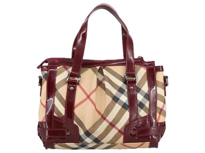 Borsa a mano Burberry Nova Check in PVC pelle 2 vie beige Auth mr743 - vista 2