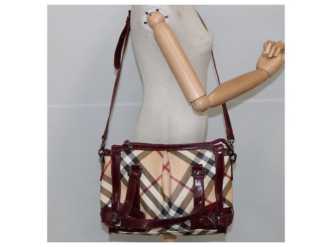 Borsa a mano Burberry Nova Check in PVC pelle 2 vie beige Auth mr743 - vista 22