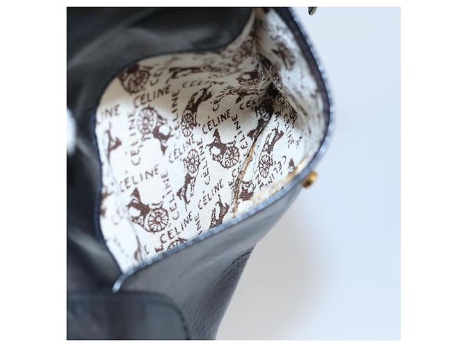 Céline Borsa a Spalla CELINE in Pelle Nera Oro Auth 103691 Nero D'oro - vista 12