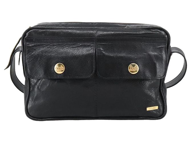 Céline Borsa a Spalla CELINE in Pelle Nera Oro Auth 103691 Nero D'oro - vista 13