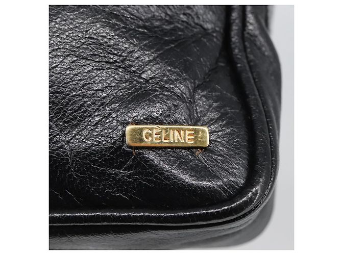 Céline Borsa a Spalla CELINE in Pelle Nera Oro Auth 103691 Nero D'oro - vista 17