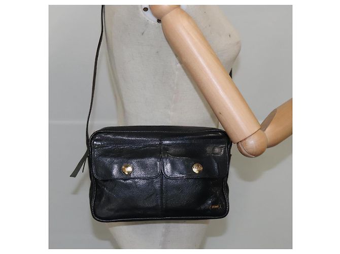 Céline Borsa a Spalla CELINE in Pelle Nera Oro Auth 103691 Nero D'oro - vista 23