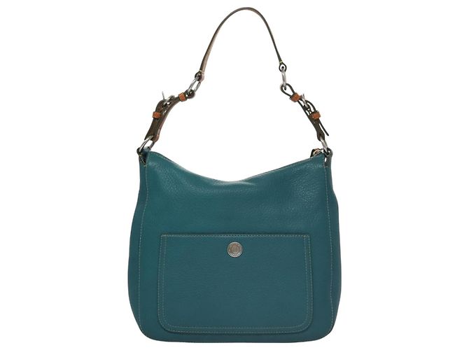 Borsa a spalla in pelle blu Coach Auth yk16171 - vista 13