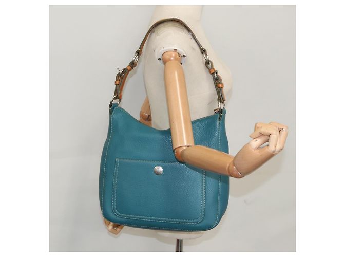 Borsa a spalla in pelle blu Coach Auth yk16171 - vista 23