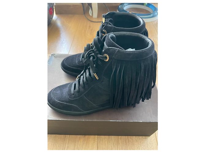 Louis Vuitton Millennium Wedge Sneaker Schwarz Leder - Ansicht 3