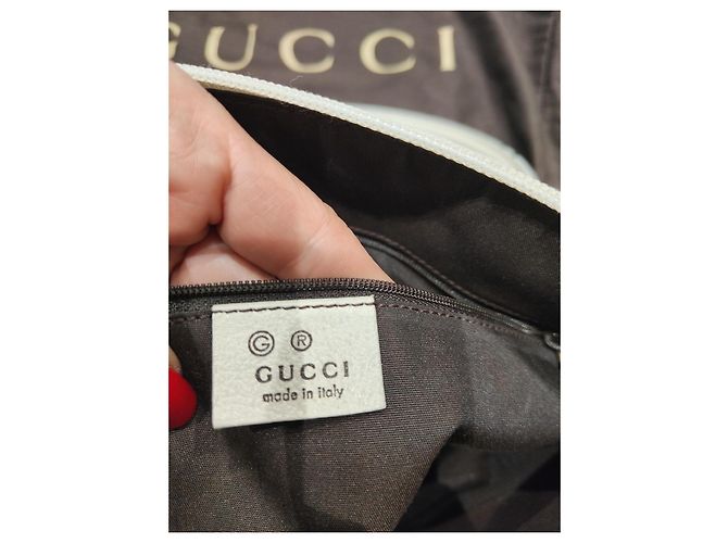 Borsa Gucci in tela e pelle bianca beige - vista 5