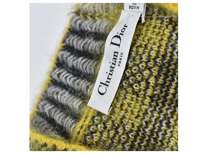 Dior Pullover aus gelbem Mohair mit Karomuster - Ansicht 2