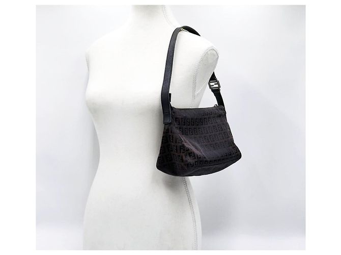 Borsa a Spalla Fendi Baguette Zucca Zucchino Marrone - vista 3