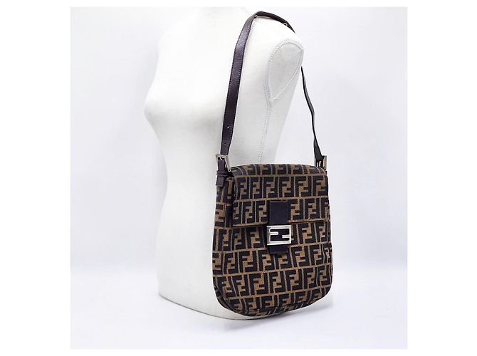 Borsa a Spalla Fendi Mamma Baguette Marrone - vista 3