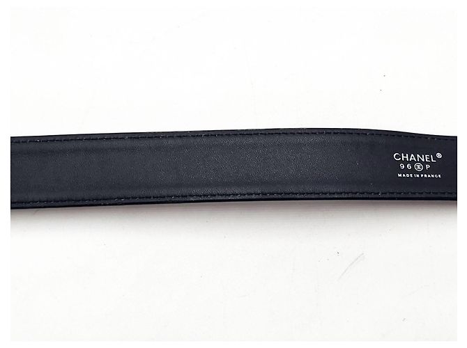 Chanel Leder- und Gunmetal-Silber-Schnallen-Gürtel Schwarz - Ansicht 10