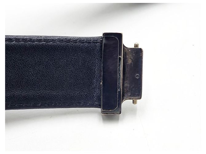 Chanel Leder- und Gunmetal-Silber-Schnallen-Gürtel Schwarz - Ansicht 13