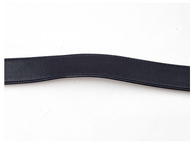 Chanel Leder- und Gunmetal-Silber-Schnallen-Gürtel Schwarz - Ansicht 16