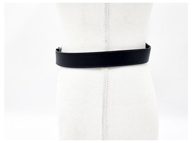 Chanel Leder- und Gunmetal-Silber-Schnallen-Gürtel Schwarz - Ansicht 4