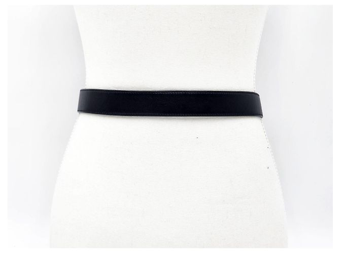 Chanel Leder- und Gunmetal-Silber-Schnallen-Gürtel Schwarz - Ansicht 5