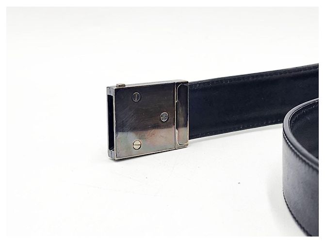 Chanel Leder- und Gunmetal-Silber-Schnallen-Gürtel Schwarz - Ansicht 7