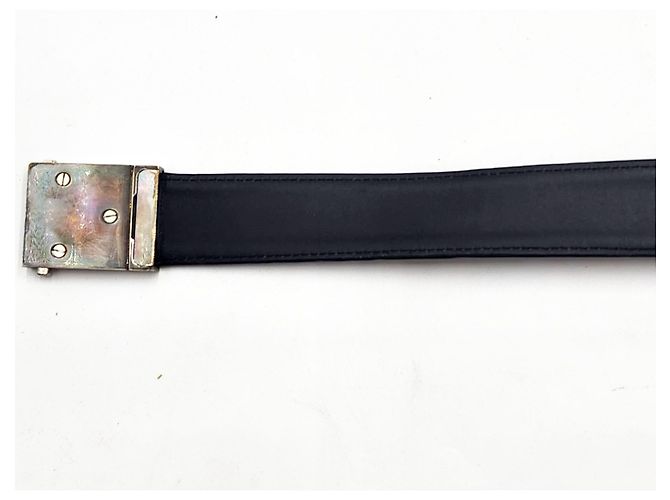Chanel Leder- und Gunmetal-Silber-Schnallen-Gürtel Schwarz - Ansicht 9