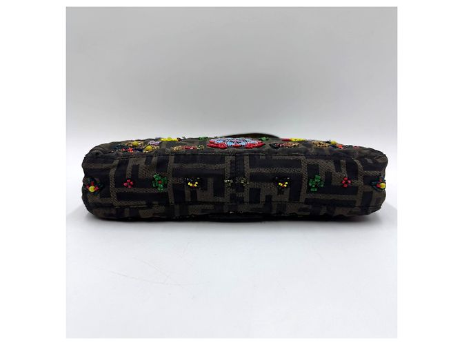 Borsa a Spalla Fendi Rare Beaded Baguette Zucca Zucchino Marrone - vista 10