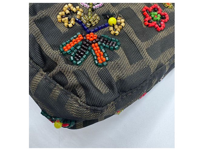 Borsa a Spalla Fendi Rare Beaded Baguette Zucca Zucchino Marrone - vista 11