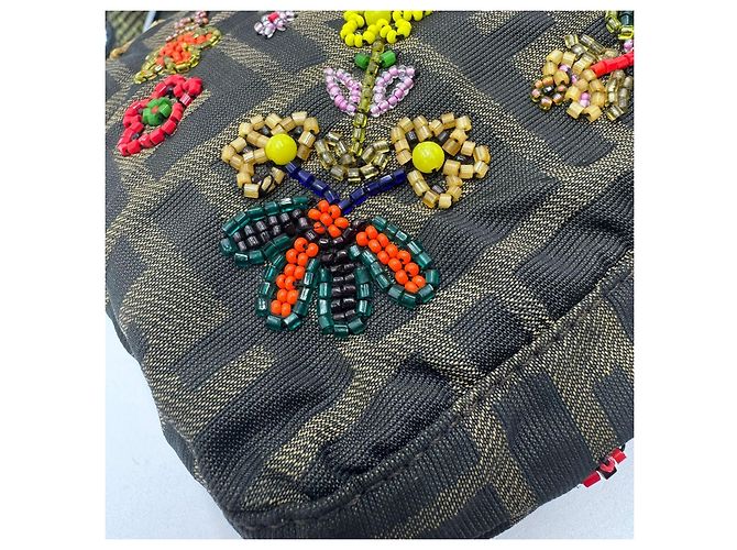 Borsa a Spalla Fendi Rare Beaded Baguette Zucca Zucchino Marrone - vista 13