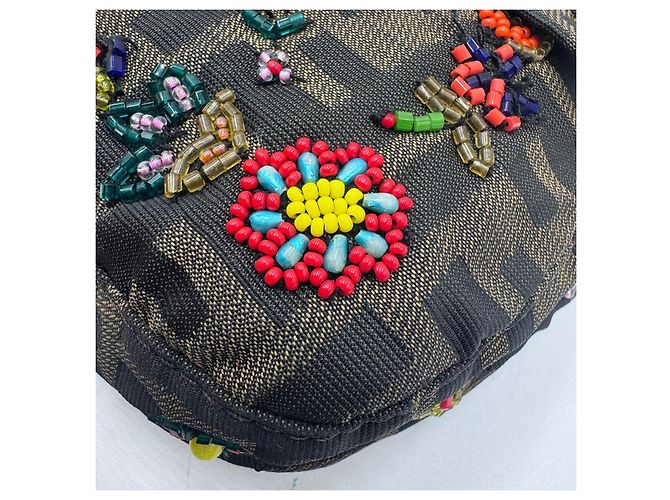 Borsa a Spalla Fendi Rare Beaded Baguette Zucca Zucchino Marrone - vista 14