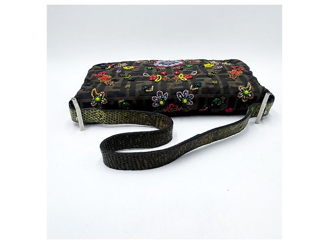 Borsa a Spalla Fendi Rare Beaded Baguette Zucca Zucchino Marrone - vista 5