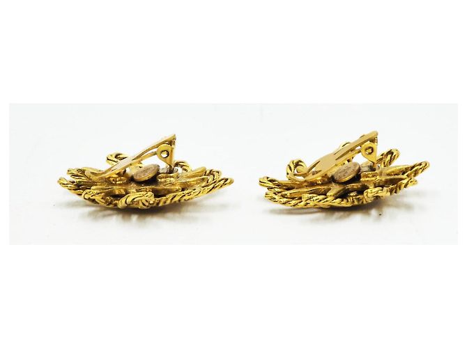 Orecchini Chanel Vintage Gilt Twisted Sun CC Gold hardware - vista 7