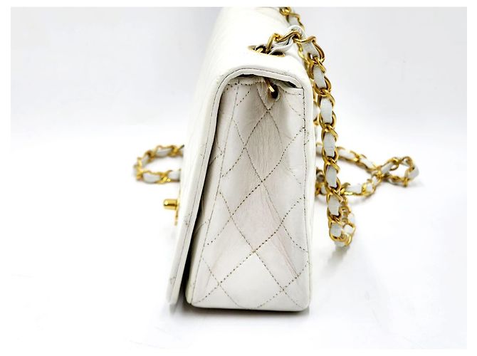 Chanel Classico Senza Tempo Flap Singolo Completo 24K GHW Bianco - vista 8