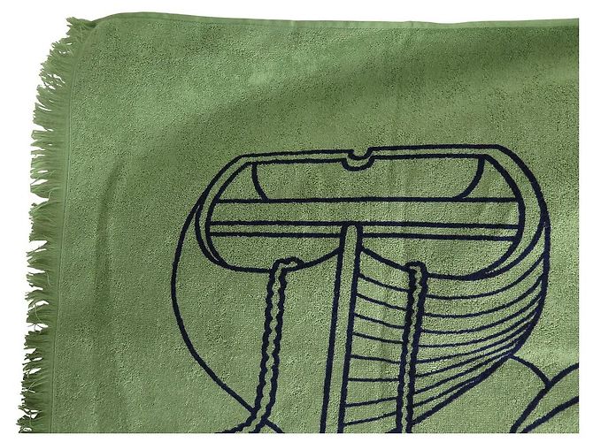 Hermès NEUF DRAP DE BAIN HERMES YACHTING THALASSA H104739M ALOES SERVIETTE TOWEL Kaki - vue 2
